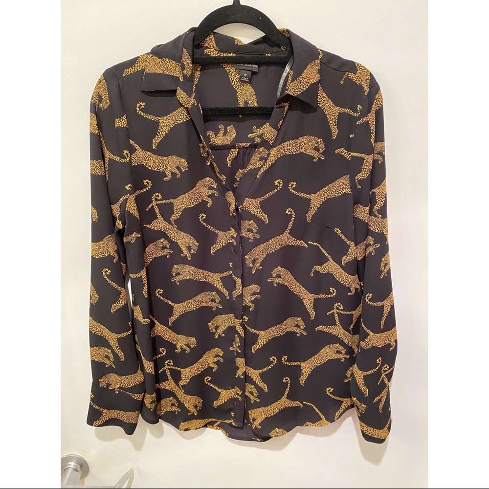 Cheetah Print Sheer Bottom Down Blouse